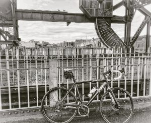 image of bike on Corporation bridge in Grimsby